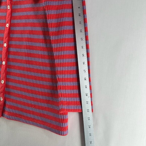 Soft Surroundings Sweater Womens PL Serene Button Collar Waffle Knit Red Purple - Picture 10 of 11